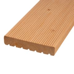Bildknopf: Sibirische Lärche Terrassendiele Profilmaß: 27x142 mm Kombiprofil grob/fein