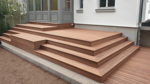 Fertige Terrasse aus Thermoesche